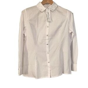 NY Collection white buttons down shirt‎ size L